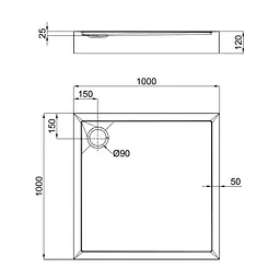Душовий піддон Qtap Tern 301112 100x100x12 см + сифон Білий - мініатюра 2