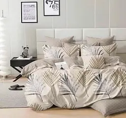 Постільна білизна сімейна Dushka Home Полікотон 21104 160х215х2 см бежева