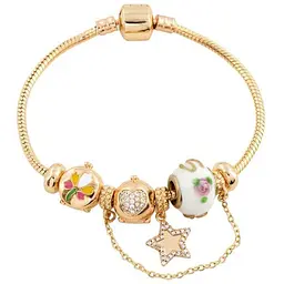 Браслет XUPING Позолота 18K "У стилі "Pandora" Ювелірний шнур з намистинами" довжина 18см х 3мм (213258)