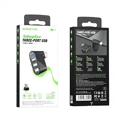 Usb-розгалужувач Borofone 3-портовий DH3 - мініатюра 2