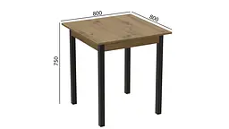 Стіл кухонний Ferrum-decor Дієго 75x80x80 Чорний ДСП Дуб Артізан 16мм (FRD-105715) - мініатюра 3