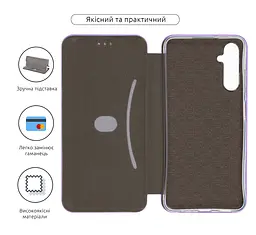 Чехол-книжка для Samsung Galaxy A05s (A057), G-Case, фиолетовый, кожаный чехол-книга из экокожи (PU) и TPU, с магнитом, с подставкой и вместительным кардхолдером, противоударный, защита всего корпуса, ArmorStandart (ARM72619) - мініатюра 3
