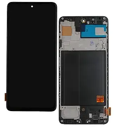 Дисплей для Samsung A515 Galaxy A51, чорний, з рамкою, High, original LCD size, (OLED)