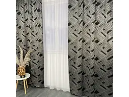 Жакардові штори "геометрія" чорного кольору 2шт. 150х270 з білим шифоновим тюлем 400х270, на тасьмі ALBO pbe0052576 - мініатюра 4