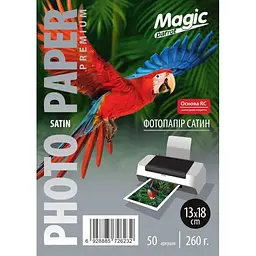 Фотопапір Magic Premium 13х18 см сатин напівглянець RC 260 г/м² Білий 50 шт (10991)