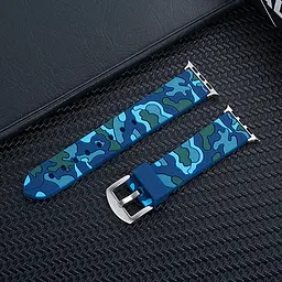 Ремінець Creasted для годинника Apple Watch 42 мм 44 мм силіконовий з пряжкою, Camouflage with blue - мініатюра 5