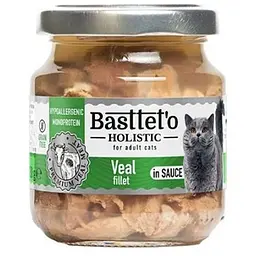 Вологий корм для котів Basttet'o Holistic шматочки філе телятини в соусі, скло, 130 г