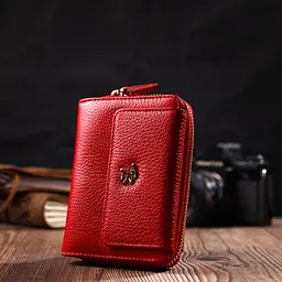 Яскравий жіночий гаманець із місткою монетницею на блискавці з натуральної шкіри Tony Bellucci 22013 червоний - мініатюра 8