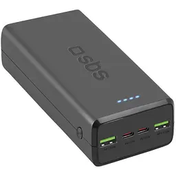 Універсальна мобільна батарея SBS 30000mAh 20W PD, QC, 2xUSB-A, 2xUSB-C Чорний