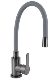 Змішувач для кухні Brinex Pure 015F3 з гнучким виливом Graphite/Grey BRIPUR015F3GRG