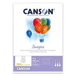 Склейка паперу Canson Imagine mix media А4 200 г/м2 50 аркушів  натуральний білий гладкий  
