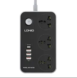 Сетевой удлинитель LDNIO 3x220V и 3xUSB-A и 1xUSB-C 2м - мініатюра 1