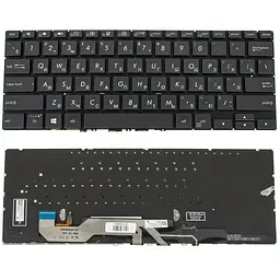 Клавіатура для ноутбука ASUS (UX362 series) rus, black, без фрейма, підсвічування клавіш