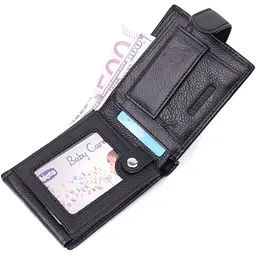 Якісний горизонтальний гаманець із натуральної шкіри ST Leather 22455 чорний - мініатюра 9