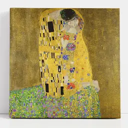 Інтер'єрна картина Поцілунок, Густав Клімт, Gustav Klimt, The Kiss, репродукція картини, 60×60 см (id4367)