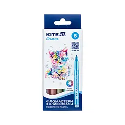 Фломастери Kite Creative з блискітками пастель 6 кольорів (K-1148)