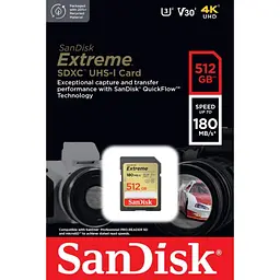 Карта пам'яті SanDisk SDXC Extreme 512GB UHS-I U3 V30 Class 10 (SDSDXVV-512G-GNCIN) [136570] - мініатюра 3