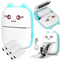 Портативний дитячий мініпринтер синій (Mini Printer), термопринтер, кишеньковий дитячий принтер - мініатюра 1