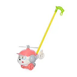 Дитяча каталка на палиці "Вертоліт" Bambi 198-19(Pink) дзвіночок, 38 см