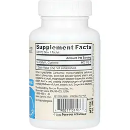 N-ацетил-L-цистеїн Jarrow Formulas 600 мг 60 таблеток - мініатюра 2