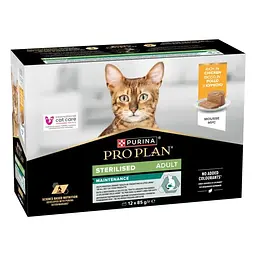 Набір: Вологий корм Purina Pro Plan для дорослих стерилізованих котів, мус з куркою 12х85 г - мініатюра 2