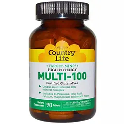 Мультивітаміни для дорослих Country Life Multi-100 90 таблеток 