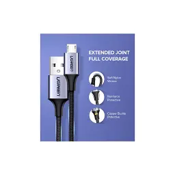 Дата кабель USB 2.0 AM to Micro 5P 1.5m 2A US290 black Ugreen (60147) - мініатюра 2