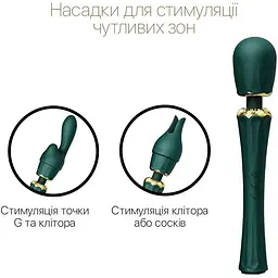 Вібромасажер із насадками Zalo Kyro Wand Turquoise Green - мініатюра 4