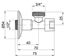 Кран приладовий буксовий Icma 1/2" х3/4" кутовий №519 (90519AE07) - мініатюра 4