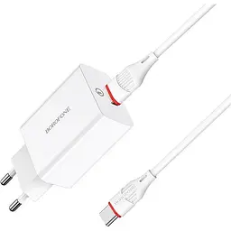 Зарядний пристрій Borofone BA21A Long jorney QC3.0 3A 18W з BX17 Type-C cable white - мініатюра 3