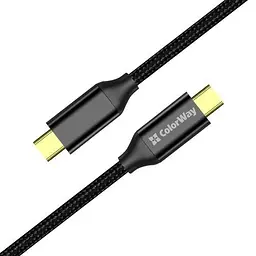 Кабель Type-C - Type-C, 1 м, чорний, ColorWay, 100 Вт, 5A, Braided Nylon (CW-CBPDCC062-BK)