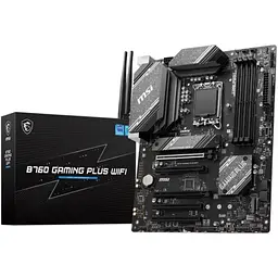 Материнська плата MSI LGA1700, B760 Gaming PLUS WIFI, B760, 4xDDR5, Int.Video(CPU), 4xSATA3, 2xM.2, 2xPCI-E 16x 4.0, 3xPCI-E 16x 3.0, ALC897, RTL8125BG, WiFi 6E, Bluetooth 5.3, 8xUSB3.2/6xUSB2.0, HDMI/DP, ATX - мініатюра 2