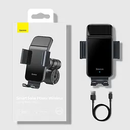 Тримач на кермо велосипеда Baseus Smart Solar Power Wireless Cycling Electric Holder SUZG010001 Black - мініатюра 2