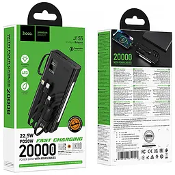 Портативний ЗП Power Bank Hoco J155 Shine 22.5W+PD20W with 4 cables 20000 mAh Black - мініатюра 6