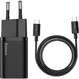 Мережевий зарядний пристрій Baseus Super Si 1C 25W EU Set with Type-C to Type-C black (TZCCSUP-L01)