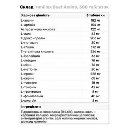 Амінокислота IronFlex Beef Amino 300 таблеток - мініатюра 3