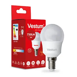 Світлодіодна лампа Vestum G45 8W 3000K 220V E14 1-VS-1212 - мініатюра 3