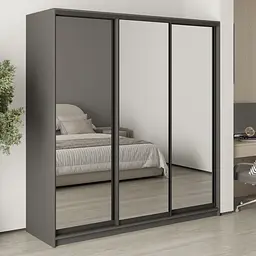 Шафа-купе тридверна MebelStar Комбо BG 3 Дзеркала 200x45x210 см Антрацит (MBS-9250)