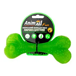 Іграшка AnimAll Fun кістка для собак люмінесцентна 15 см зелена