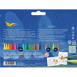 Фломастери Faber-Castell Динозавр 18 кольорів + 3 металика + 3 неонових + наклейки у картонній коробці (32963) - мініатюра 2