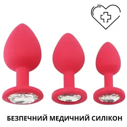Анальна пробка I’MCUM Crystal Harmony Розмір S 7x3 см Силіконова Червона (IM-KGS201_S_red) - мініатюра 4