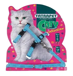 Набір шлея і повідець для котів TatraPet Caty блакитний 1 х 25 см 