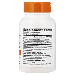 Коензим Q-10 High Absorption CoQ10 with BioPerine 400 mg 60 капсул Doctor's Best vit0005725 - мініатюра 2