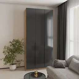 Шафа 3-дверна з антресоллю MebelStar Оскар Gloss BL-B, блок шухляд+полиці 120x52x260 см Дуб тахо/Чорний (MBS-5451)