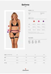 Комплект білизни Obsessive Selinne M/L чорний - мініатюра 7
