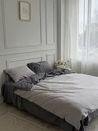 Постільна білизна євро Dushka Home Варена бавовна преміум 21686 200х220 см графітова з світло-сірим