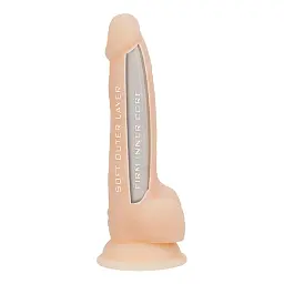 Фалоімітатор Addiction Naked Dual Density Silicone Dong 8" 20 см тілесний - мініатюра 2