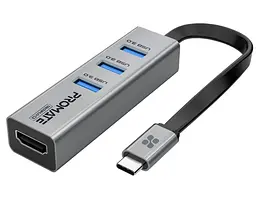 USB-Хаб Promate USB Хаб на 4 порти (mediahub-c3.grey)