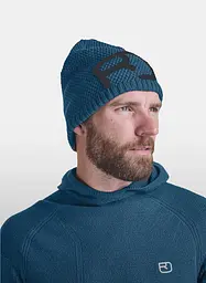 Шапка чоловіча Ortovox Rock'n'Wool Beanie Men M Чорний-Білий - мініатюра 2