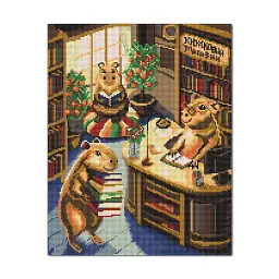 Алмазна мозаїка «Капібари в книгарні»